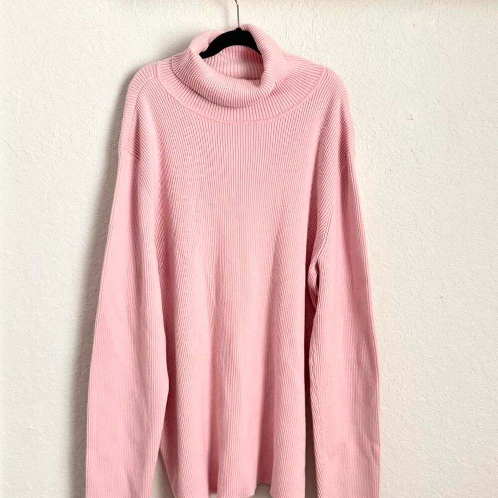 Lauren Ralph Lauren Pink Ribbed Turtleneck Sweater Cotton Sz xl